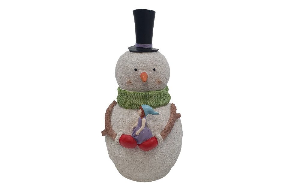 Weihnachtsfigur Dekofigur Schneemann mit grünem Schal 61 x 35,5 x