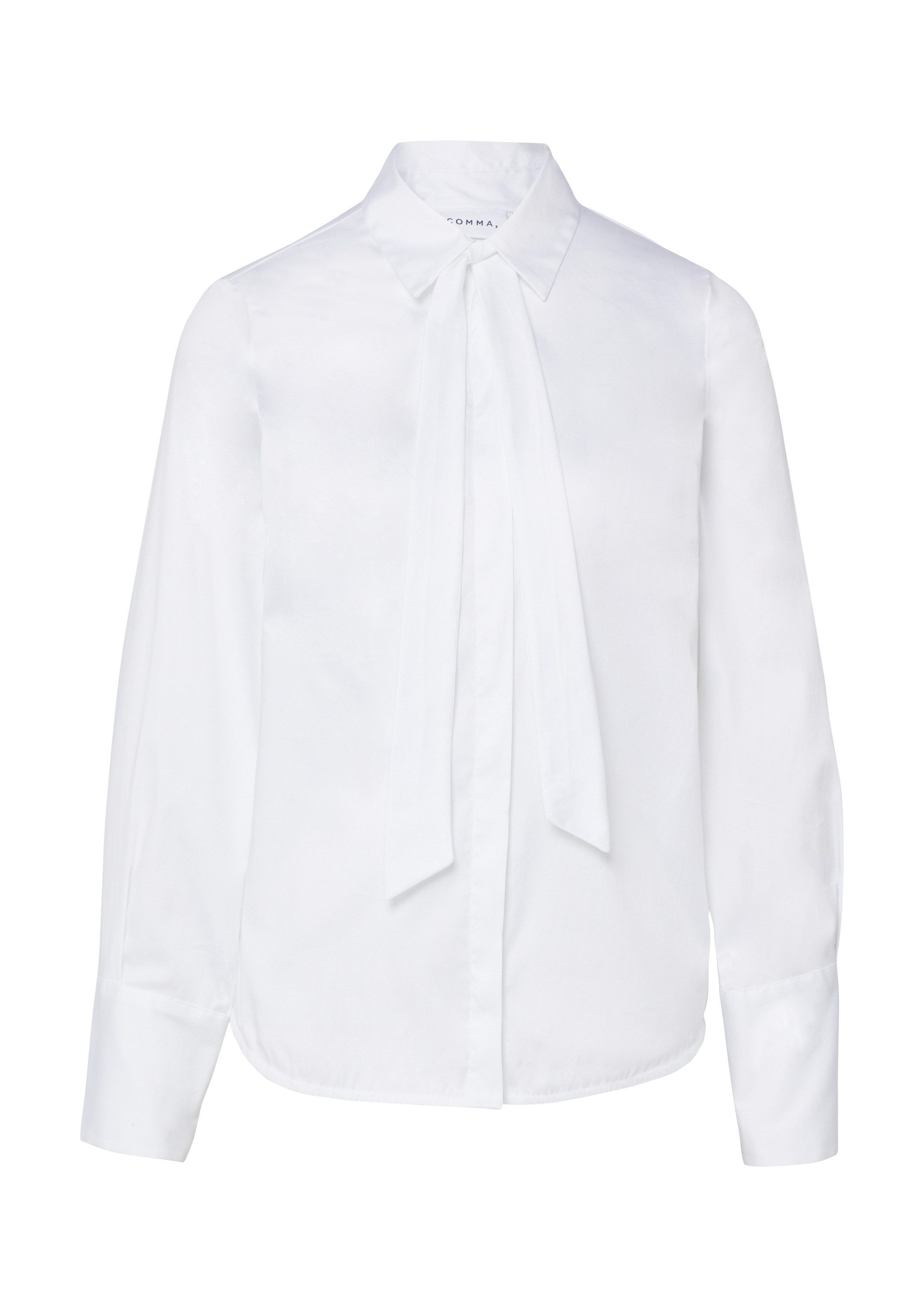 comma Langarmbluse Bluse Bluse aus Stretch-Popeline mit abnehmbarem Krawatten-Detail