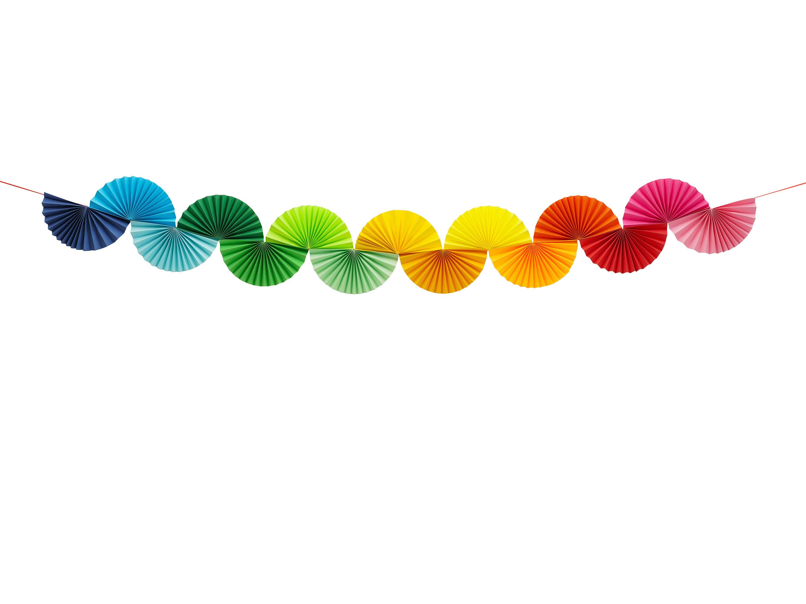 partydeco Girlande, Girlande mit Fächern 2,5m Fächergirlande Bunt