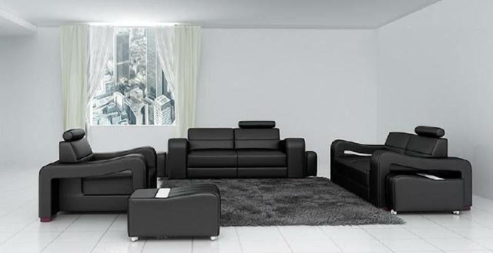JVmoebel Sofa Designer Ledersofa Sofagarnitur Couch Sofa Sitz Polster Garnitur 3+2+1 Set