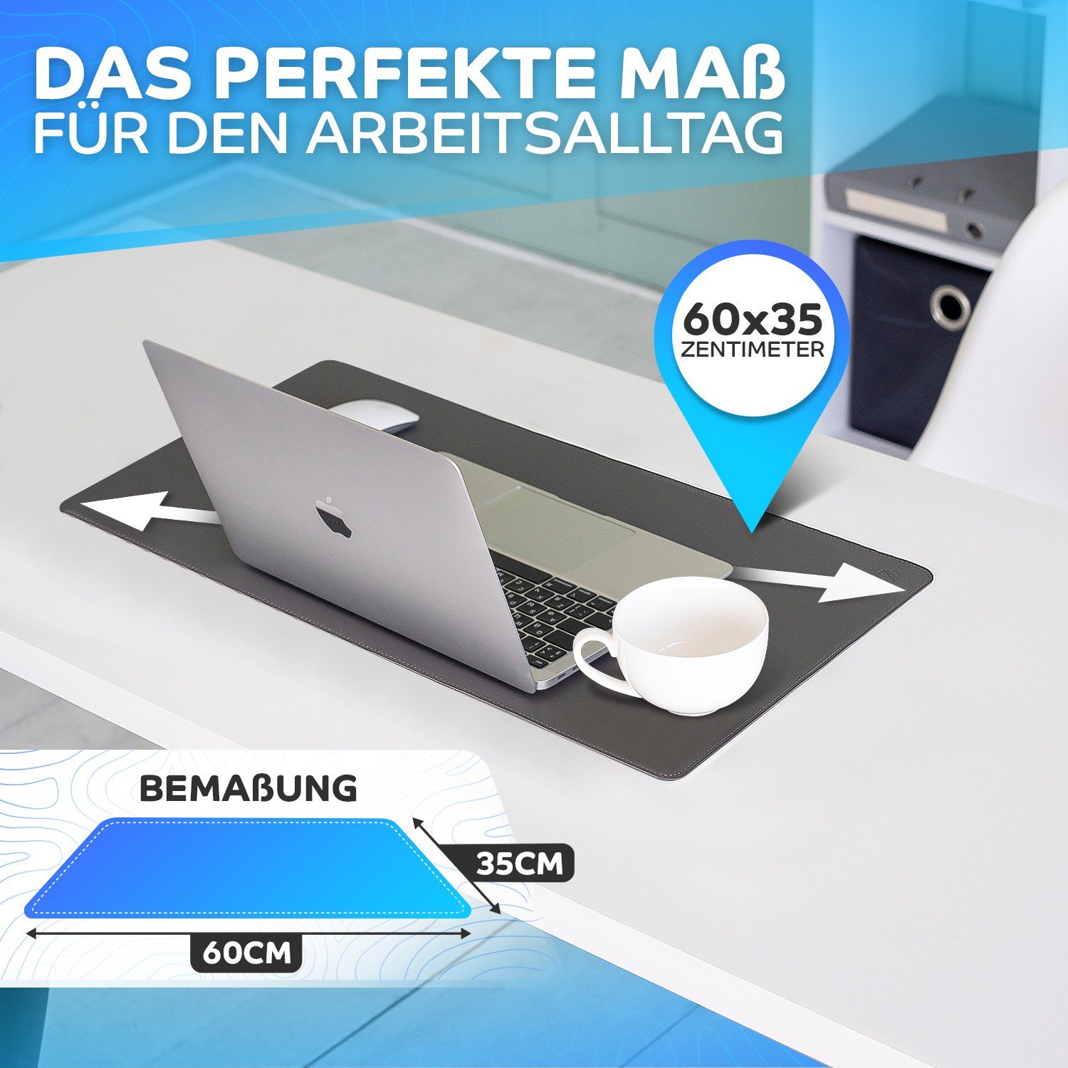 MAXLVL Gaming Mauspad Schreibtischunterlage - Mauspad mit Vernähte Kanten - abwaschbar (in 80x40 cm / 60x35 cm, Schreibtisch Unterlage für Büro), Tischunterlage – Bild 3 von 5