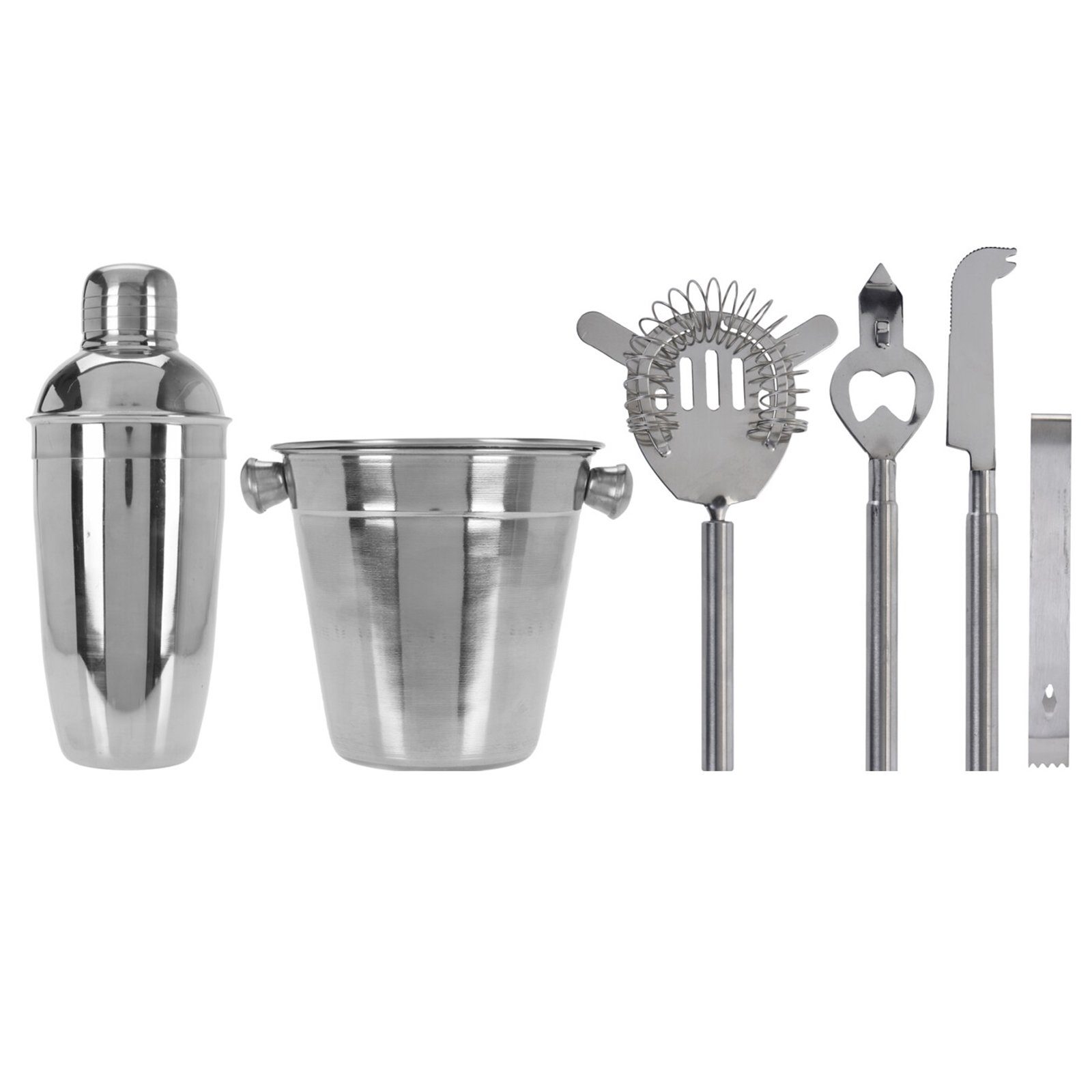 Cocktail Shaker Bar Set mit Shaker und Kühler 6-tlg. Edelstahl