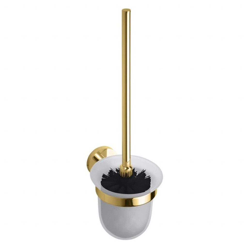 BRILLANTBAD® WC-Garnitur BILLO WC-Garnitur Messing Gold poliert Glas Bad WC >> Bohren / Kleben