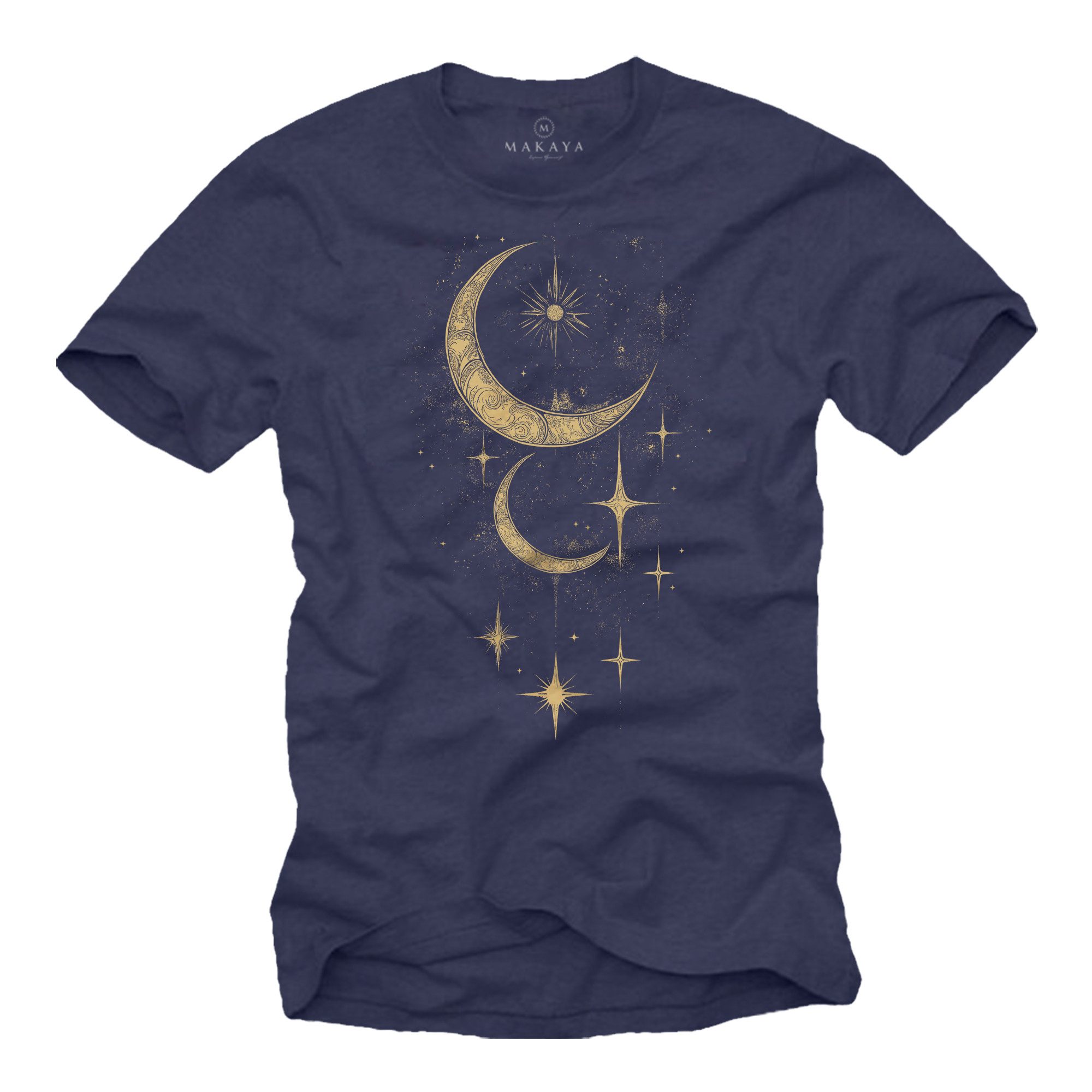 Kurzarmshirt Herren Sonne Mond Sterne Astronomie T-Shirt für Männer