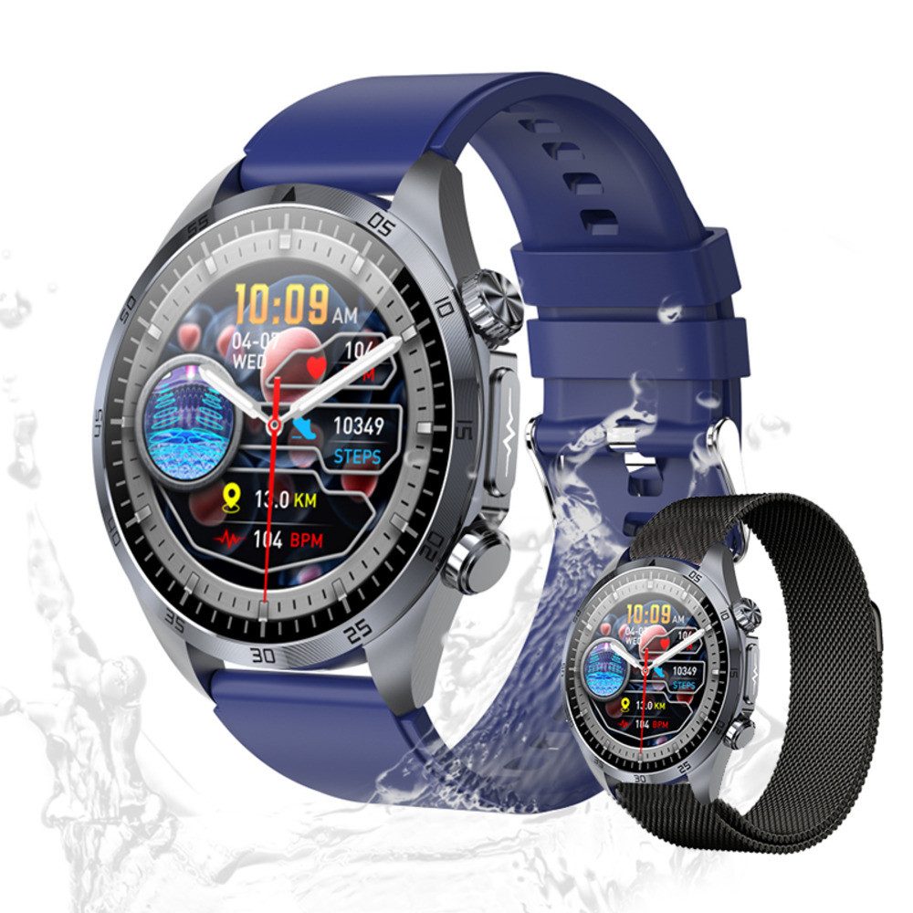 Valdus Herren's Telefonfunktion IP68 Wasserdicht Fitness-Tracker Smartwatch (1.43 Zoll, Android/iOS), Multifunktionale Fitnesuhr mit Körperanalyse & CES-Schlafunterstützung