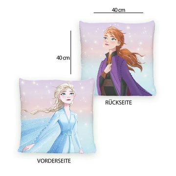 JACK Dekokissen 40x40cm Frozen inkl. Füllung Disney, Die Eiskönigin, Anna & Elsa, kuschelig weiche Qualität