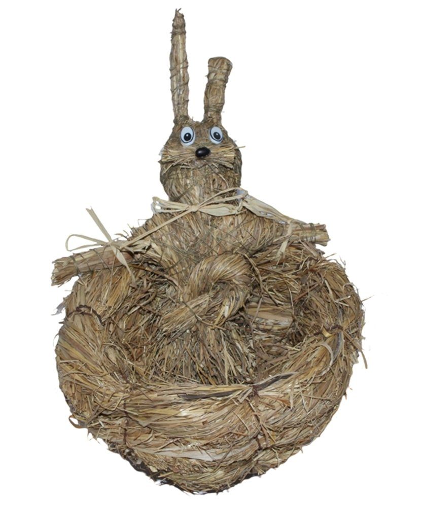JS GartenDeko Osterfigur Deko Heufigur Hasenkorb zum Dekorieren H 18 cm Osterdeko Osterfigur
