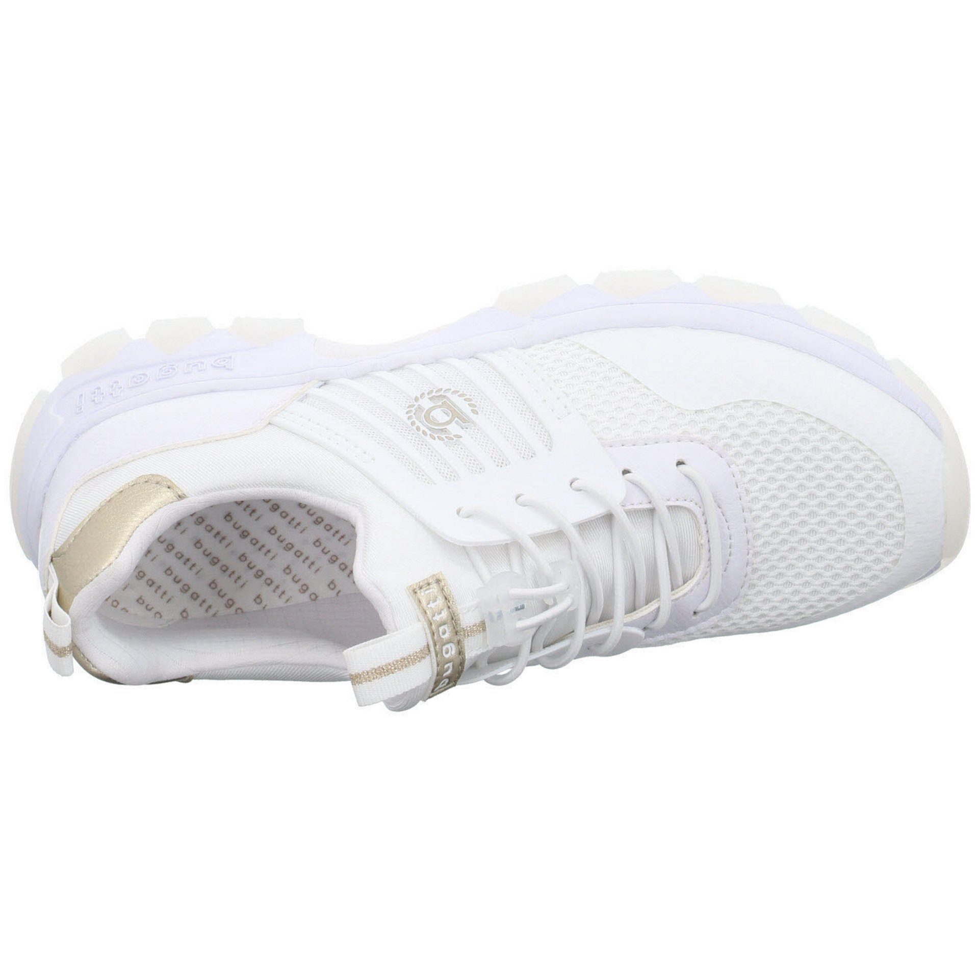 / Damen Schuhe Halbschuhe white Sneaker Sneaker gold Synthetikkombination bugatti Schnürschuh Sport