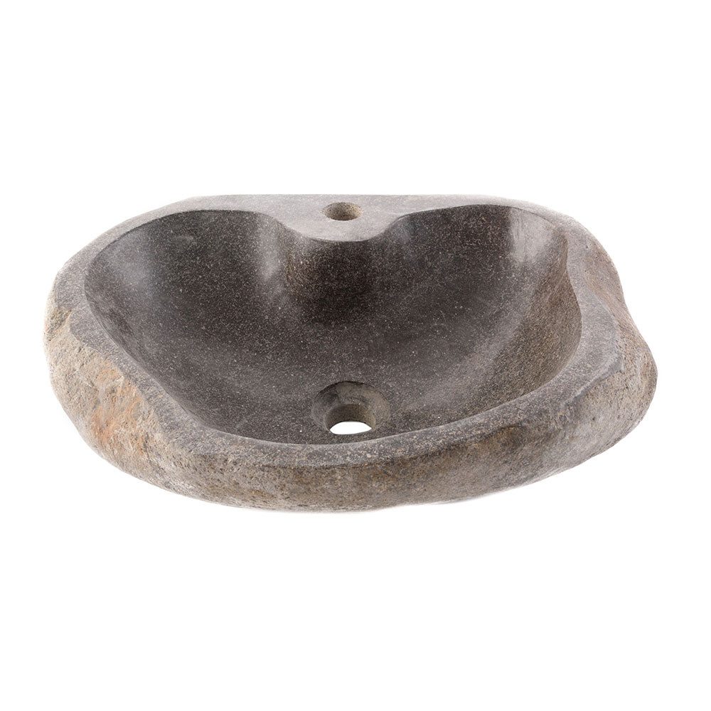 wohnfreuden Aufsatzwaschbecken Naturstein Waschbecken 50 cm mit Hahnloch (Kein Set), NEW-4228