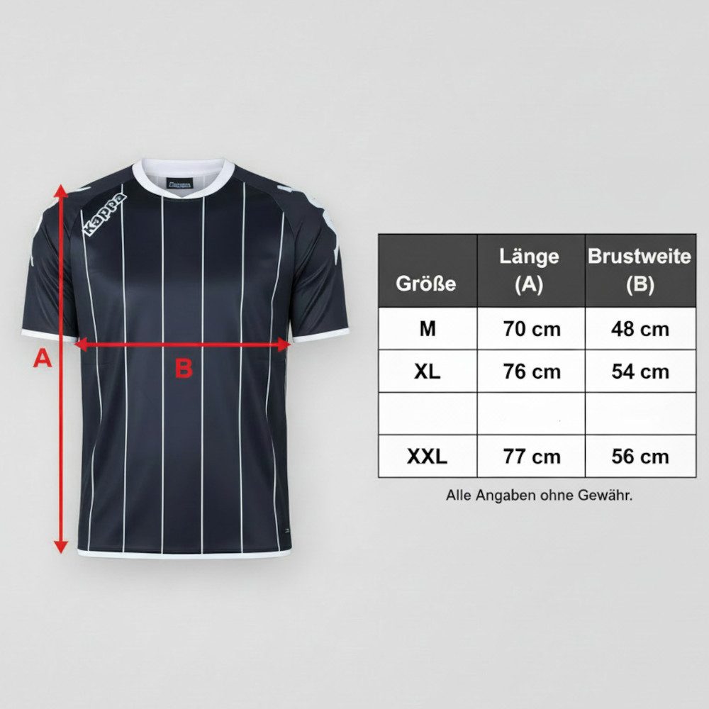Kappa Fußballtrikot Arezzo Trikot Sportshirt mit Längsstreifen und Kontrasteinfassungen