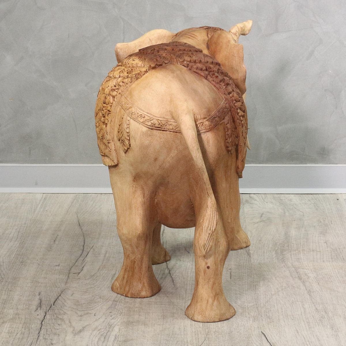 Skulptur St), 40 traditionelle Dekofigur Schnitzerei cm Herstellung aufwendiger Oriental Handarbeit Ursprungsland im in mit Galerie (1 Elefant Natur