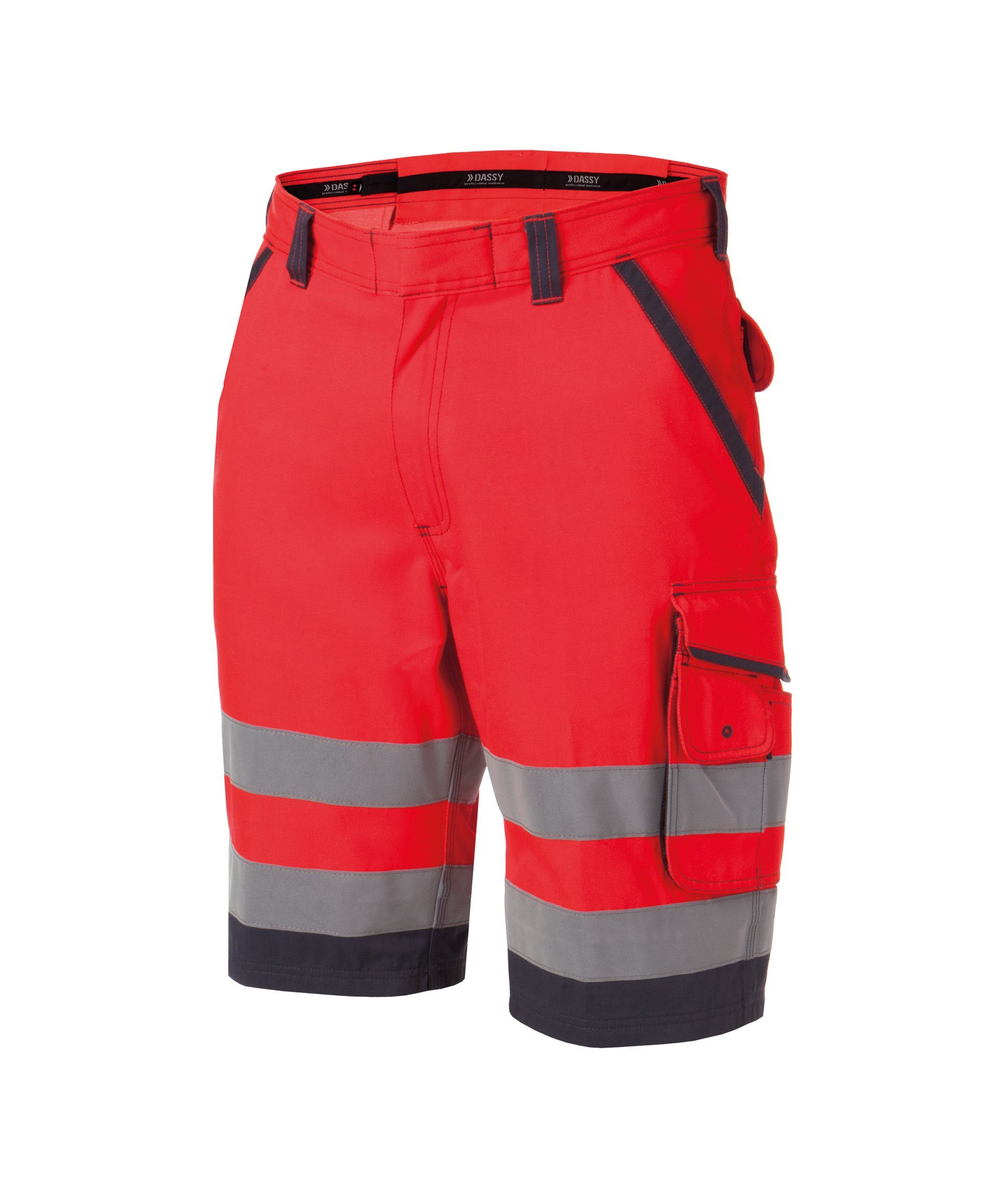 Dassy Arbeitsshorts Warnschutz-Shorts Lucca (1-tlg) neonrot/zementgrau