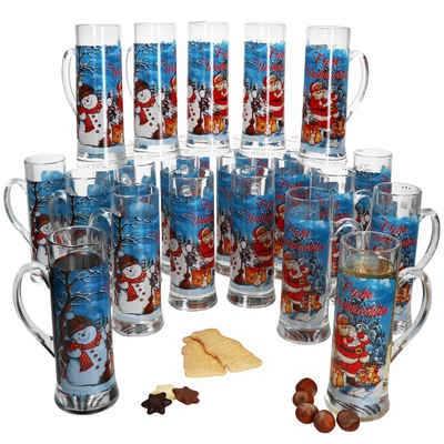 MamboCat Tasse 24x Frohe Weihnachten Glühweinhumpen 200ml Teeglas Becher Weihnachten, Glas