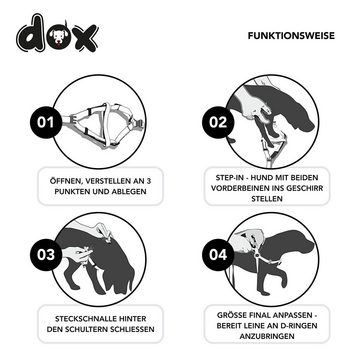 DDOXX Hunde-Geschirr Hundegeschirr Air Mesh Step-In, verstellbar, gepolstert, Schwarz S - 2,0 X 45-63 Cm
