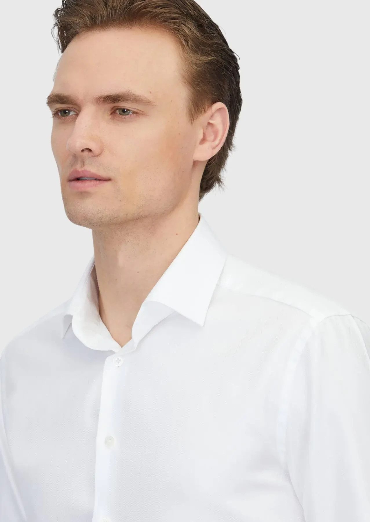 RAMSEY Hemdbluse Weißes, gemustertes Hemd in regulärer Passform aus 100 % Baumwolle mit