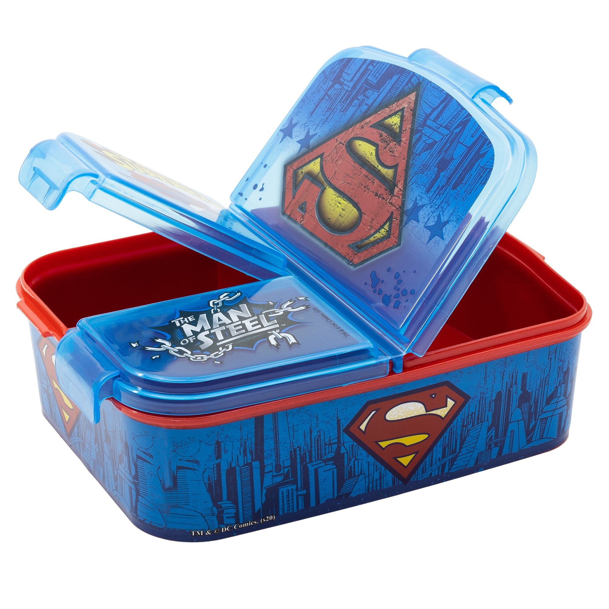 DC Comics Lunchbox Superman 2 Trinkflasche, (2-tlg) Brotdose teiliges Kammern Set 3 