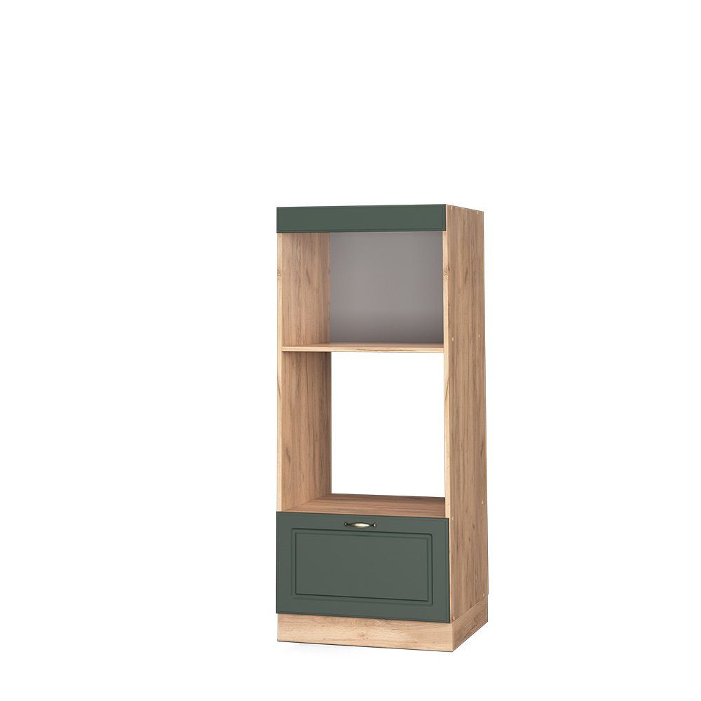 Vicco Mikrowellenumbauschrank Fame-Line, Grün-Gold Landhaus/Goldkraft Eiche, 60 cm offen (1-St)
