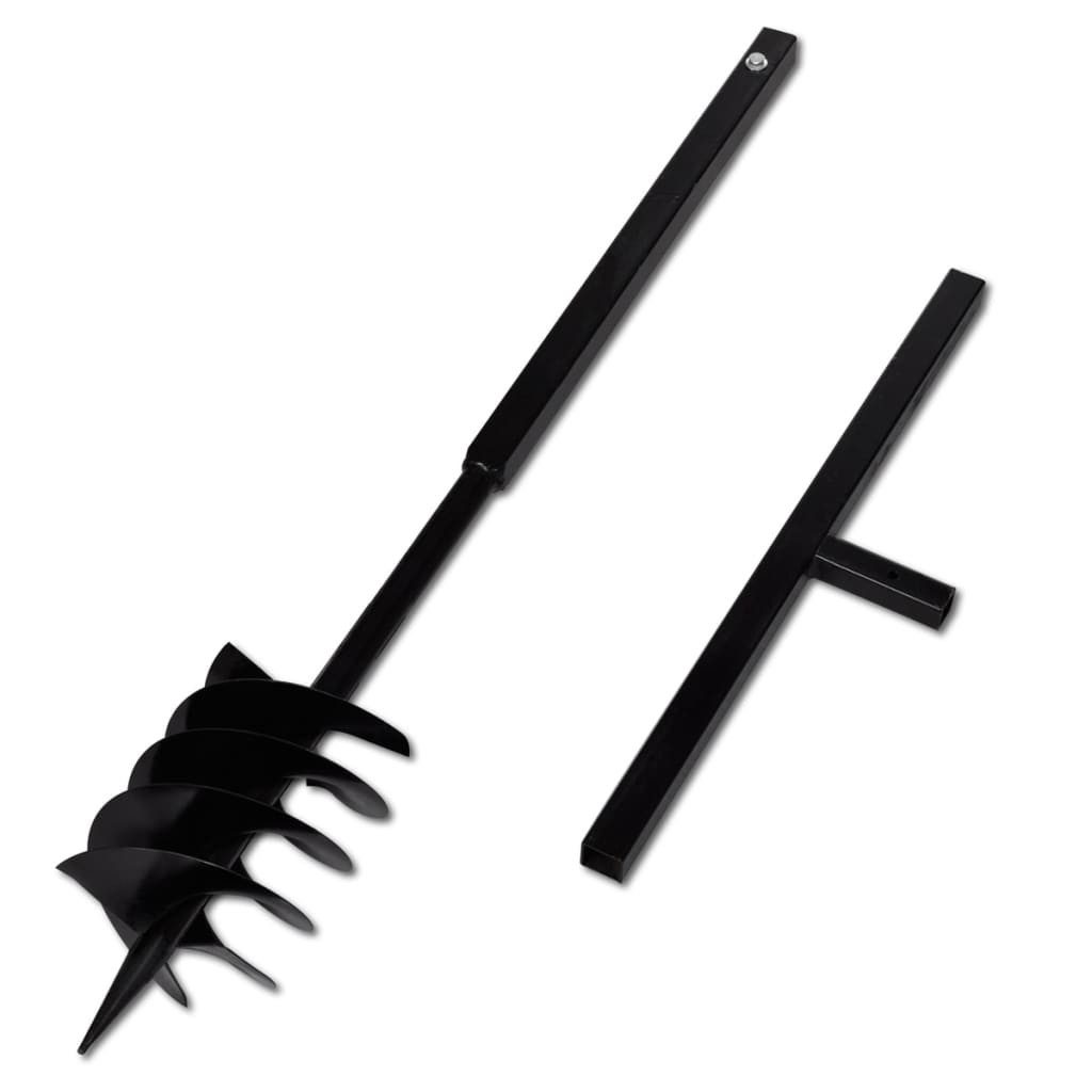 vidaXL Erdbohrer Bohrer mit Griff 180 mm Doppelspirale Schwarz