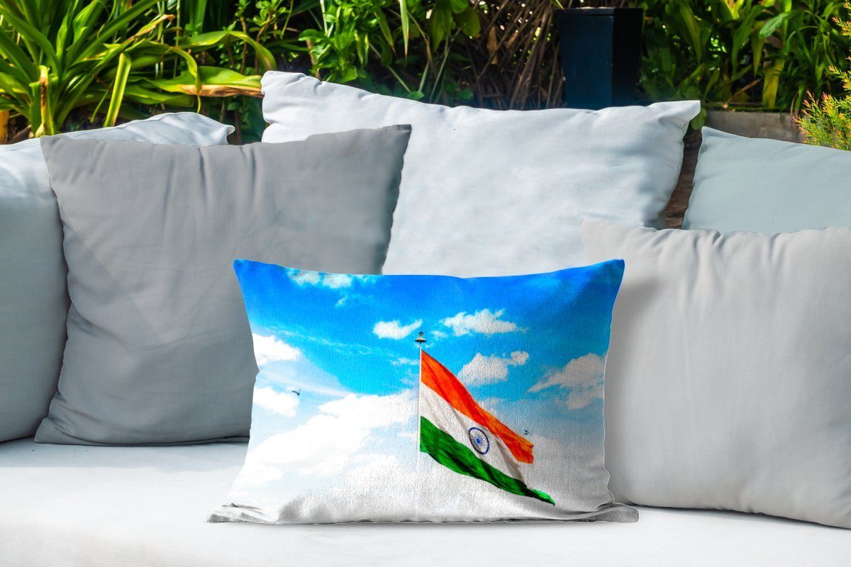 Dekokissen Himmel, Kissenhülle Outdoor-Dekorationskissen, Flagge Polyester, MuchoWow blauem Dekokissenbezug, vor Indische