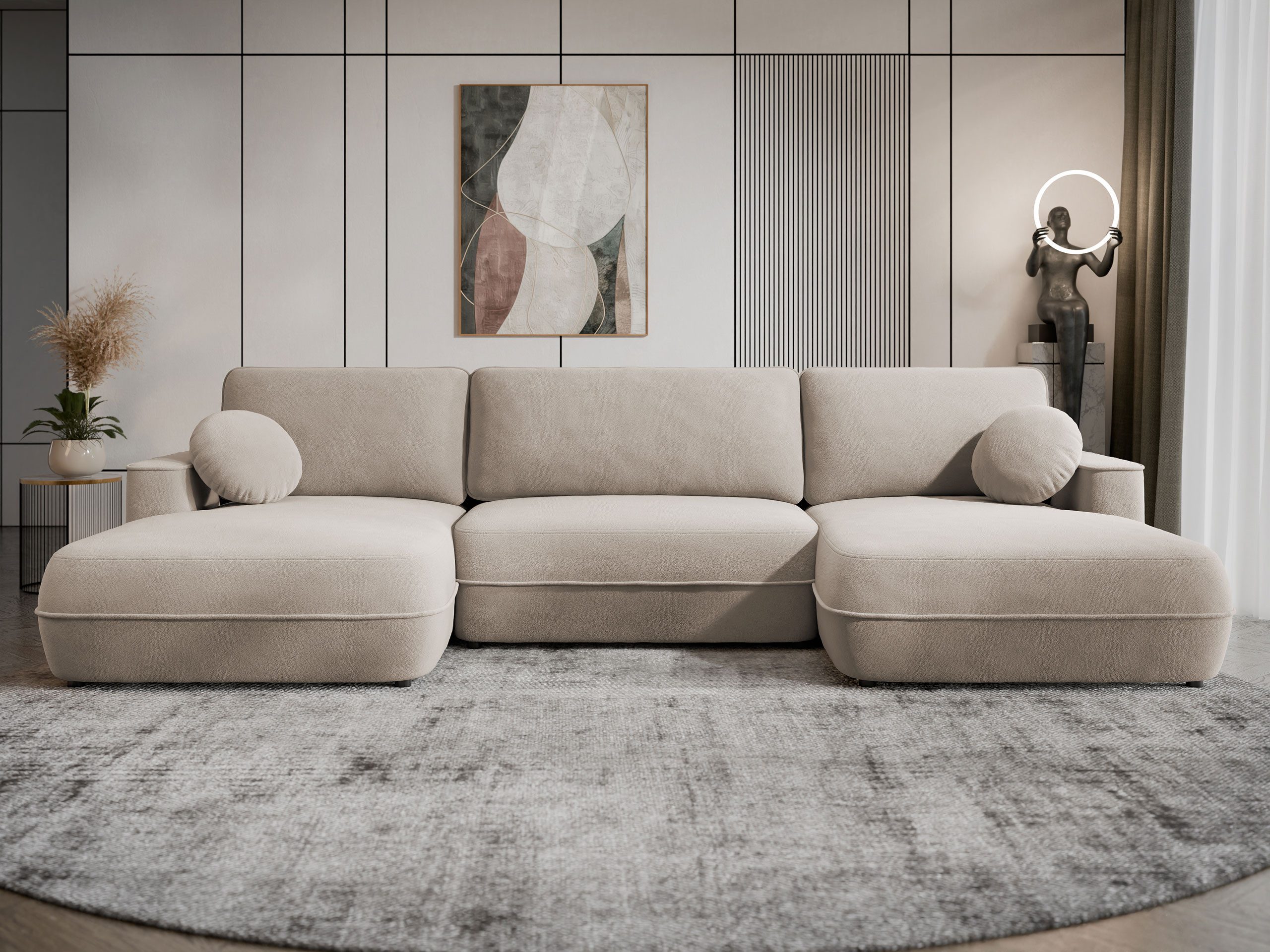 MIRJAN24 Wohnlandschaft Fuego U, mit Schlaffunktion und Bettkasten, U-Form, 364x168x87 cm