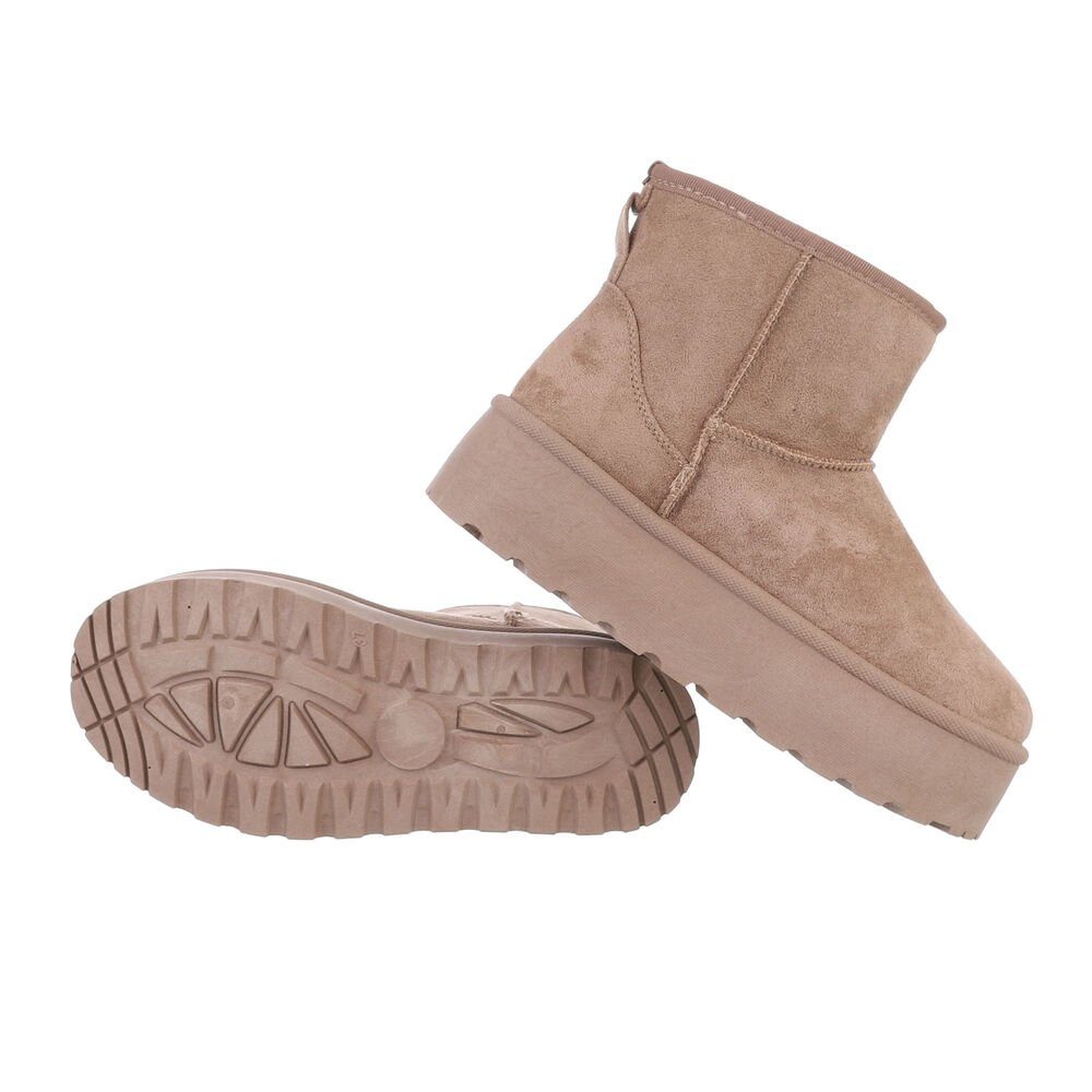 Ital-Design Bequemer Schaftschuh für Damen – stilvoll und warm Snowboots (84206790) Flach Plateaustiefeletten in Hellbraun