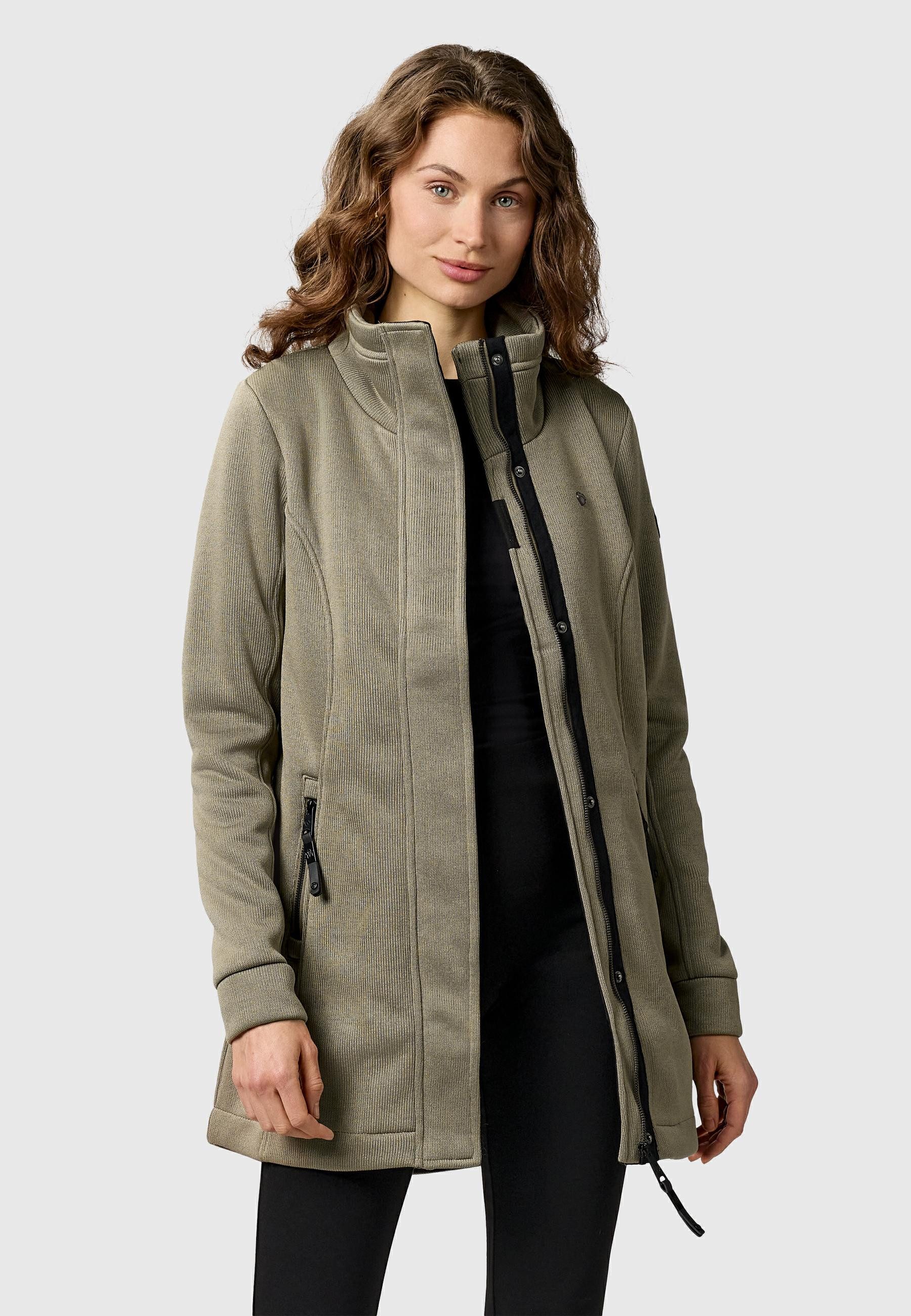 Ragwear Sweatjacke Letrice Bonded Elegante Zip-Jacke mit hohem Kragen in Feinstrickoptik