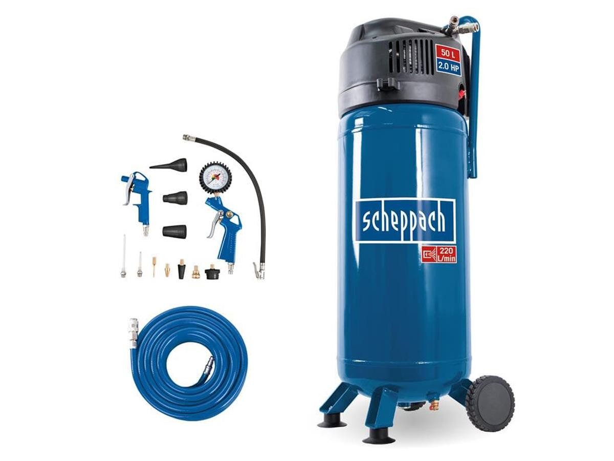 Scheppach Kompressor HC51V, 1500 W, max. 10 bar, 50 l, Set, 15-tlg., 15m Ge günstig online kaufen