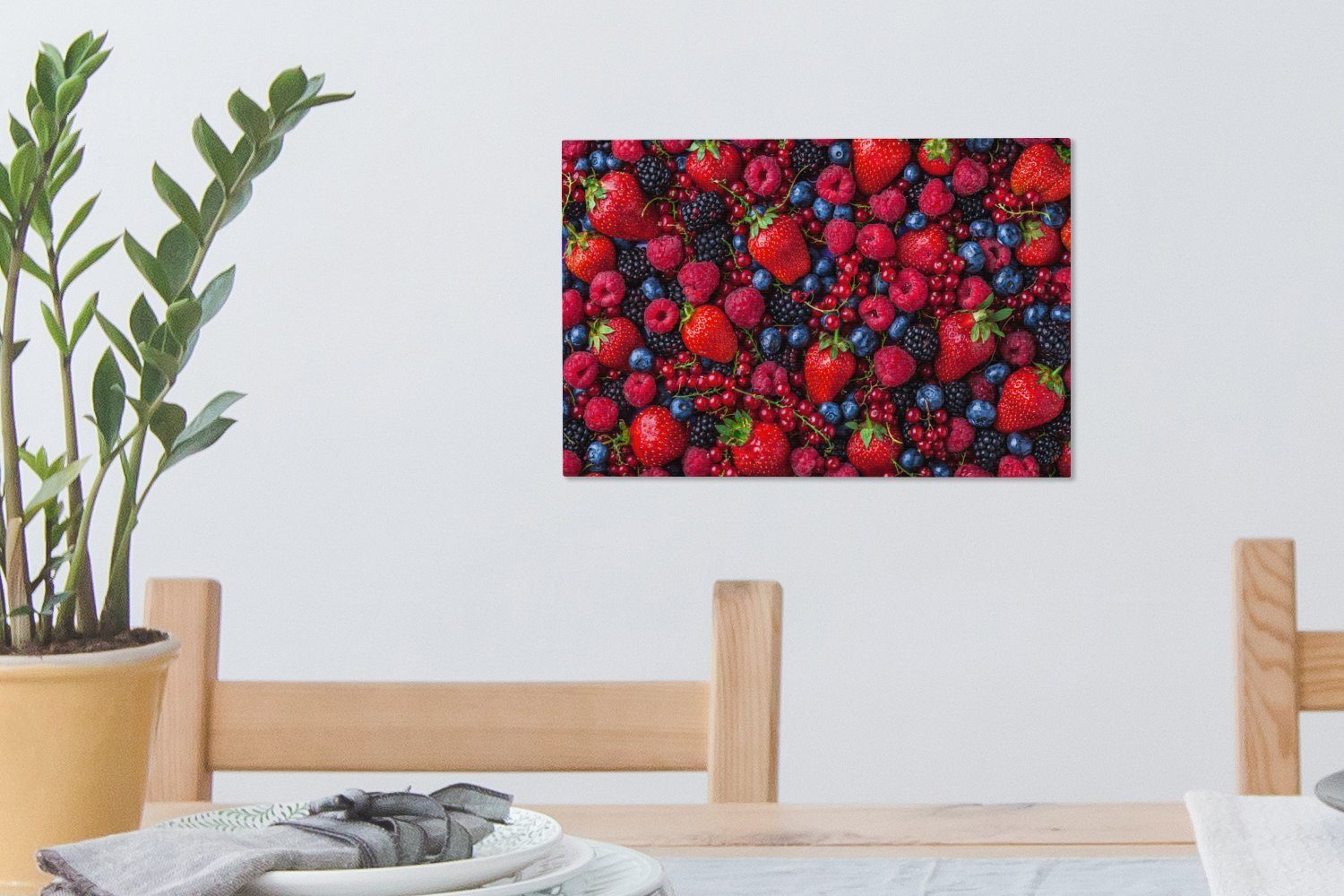 - (1 Leinwandbild Obst Aufhängefertig, 30x20 Erdbeere, - Wanddeko, Wald Wandbild Leinwandbilder, cm OneMillionCanvasses® St),