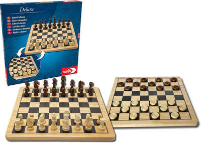 Noris Spiel, Brettspiel Deluxe Holz - Schach & Dame