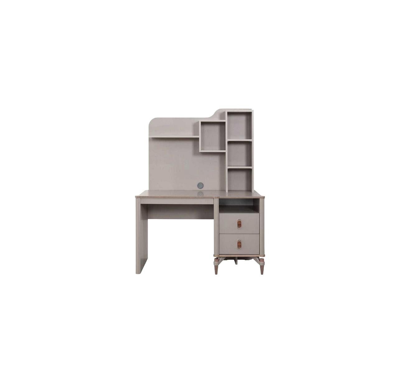 JVmoebel Schreibtisch Beiger Holz Computertisch mit Regalen für modernes Büroambiente (1-St., Schreibtisch), Made in Europa