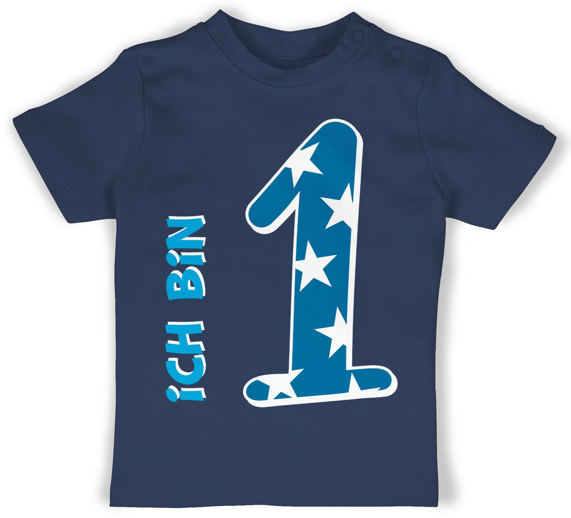 Shirtracer T-Shirt Ich bin eins Blau Junge Erster 1. Geburtstag 1 Navy Blau