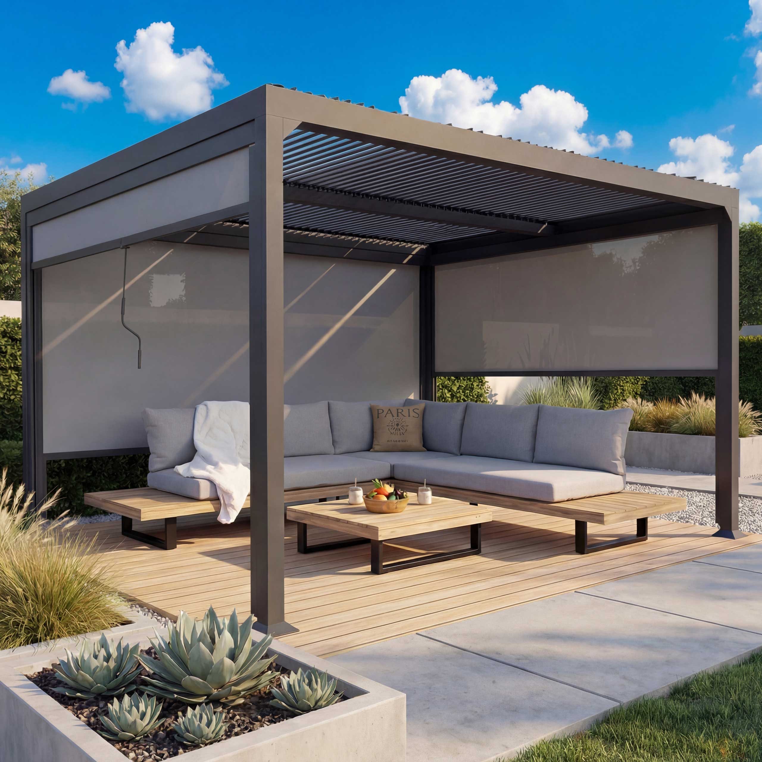 MCW Pergola MCW-L41-S3, BxTxH: 368x306x224 cm, (4-tlg), Ink. Füße für eine stabile Standfestigkeit, Gestell mit 8x8cm Pfosten