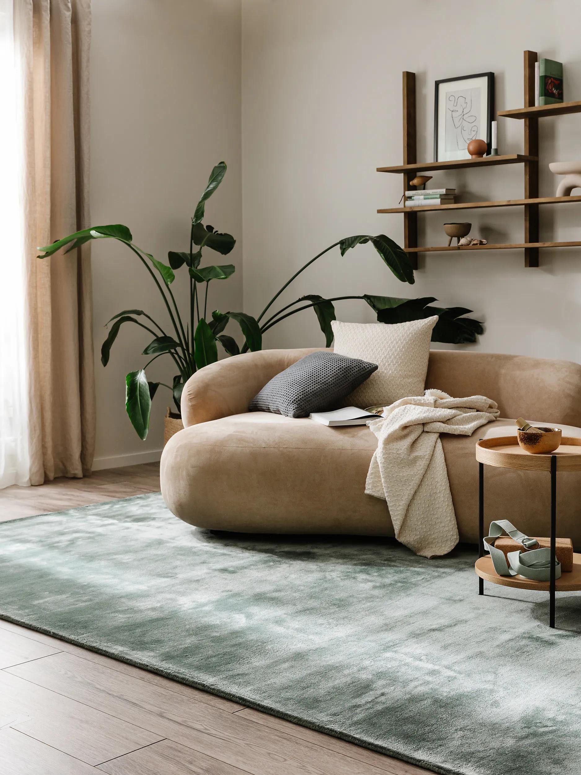 benuta Teppich Nela, rechteckig, Höhe: 6 mm, Viskoseteppich,Teppich Wohnzimmer, Schlafzimmer, Esszimmer, Flur, Cozy