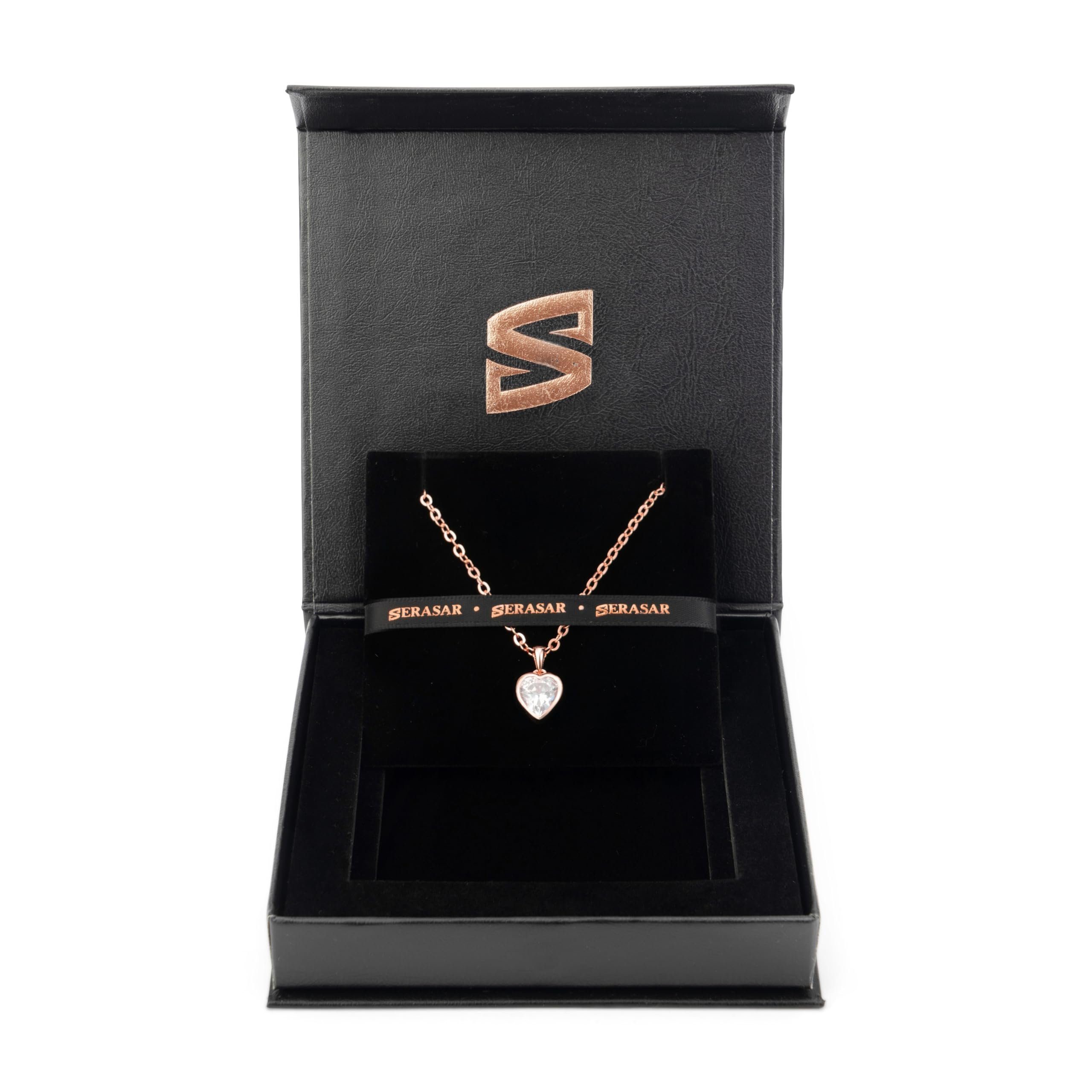 SERASAR Lederband Halskette elegant, [Love] 18k (Classic, aus Roségold necklace Gold love Plating in Silver Women's Sterling with Sterlingsilber casual, 1-tlg), 925