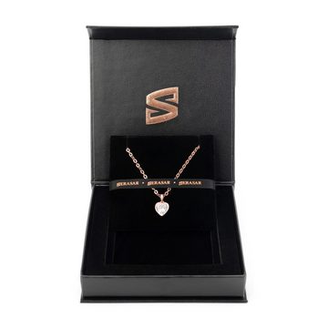 SERASAR Lederband Halskette aus Sterlingsilber [Love] (Classic, elegant, casual, 1-tlg), Women's love necklace in 925 Sterling Silver with 18k Gold Plating