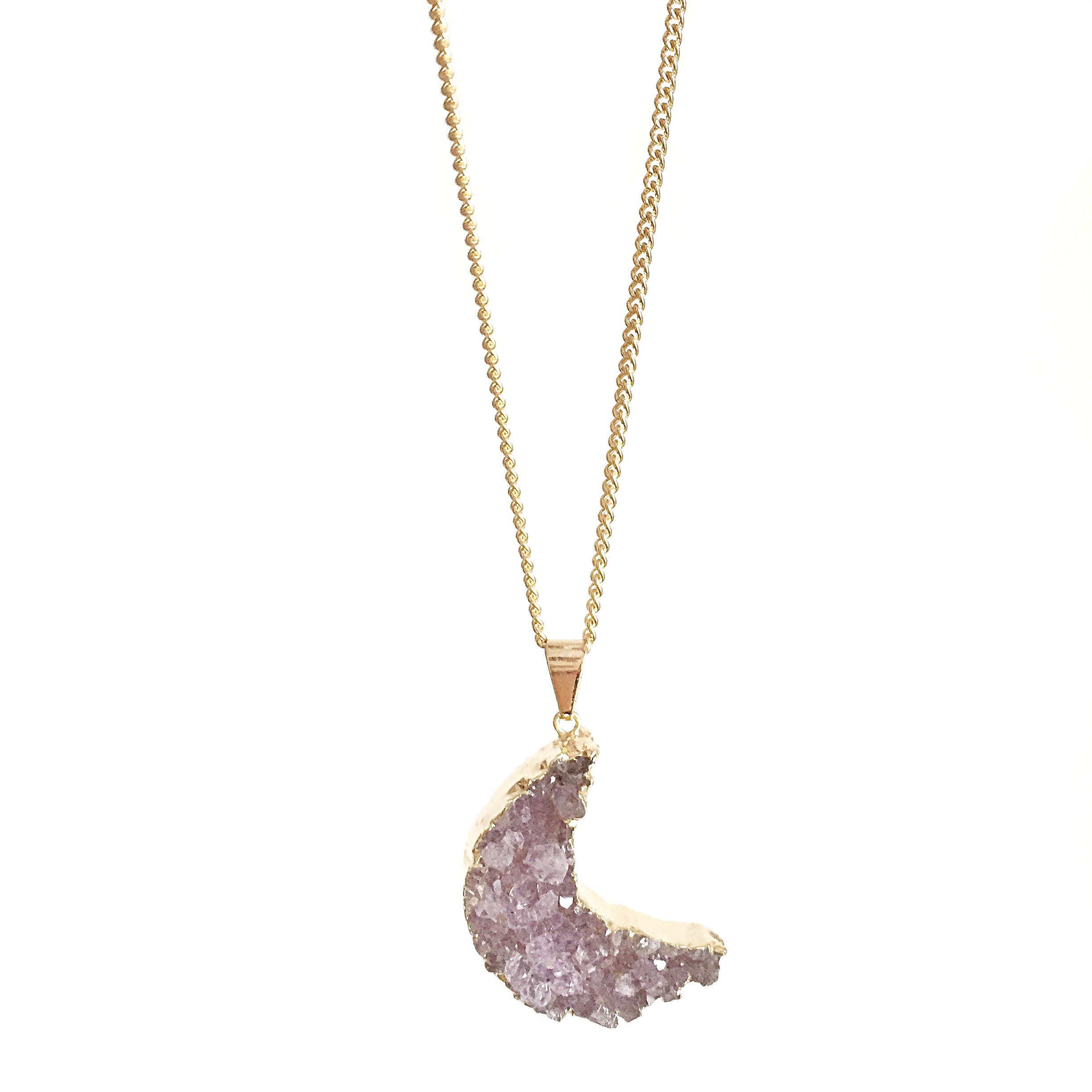 Crystal and Sage Jewelry Kette mit Anhänger Achat Mond Halskette vergoldet