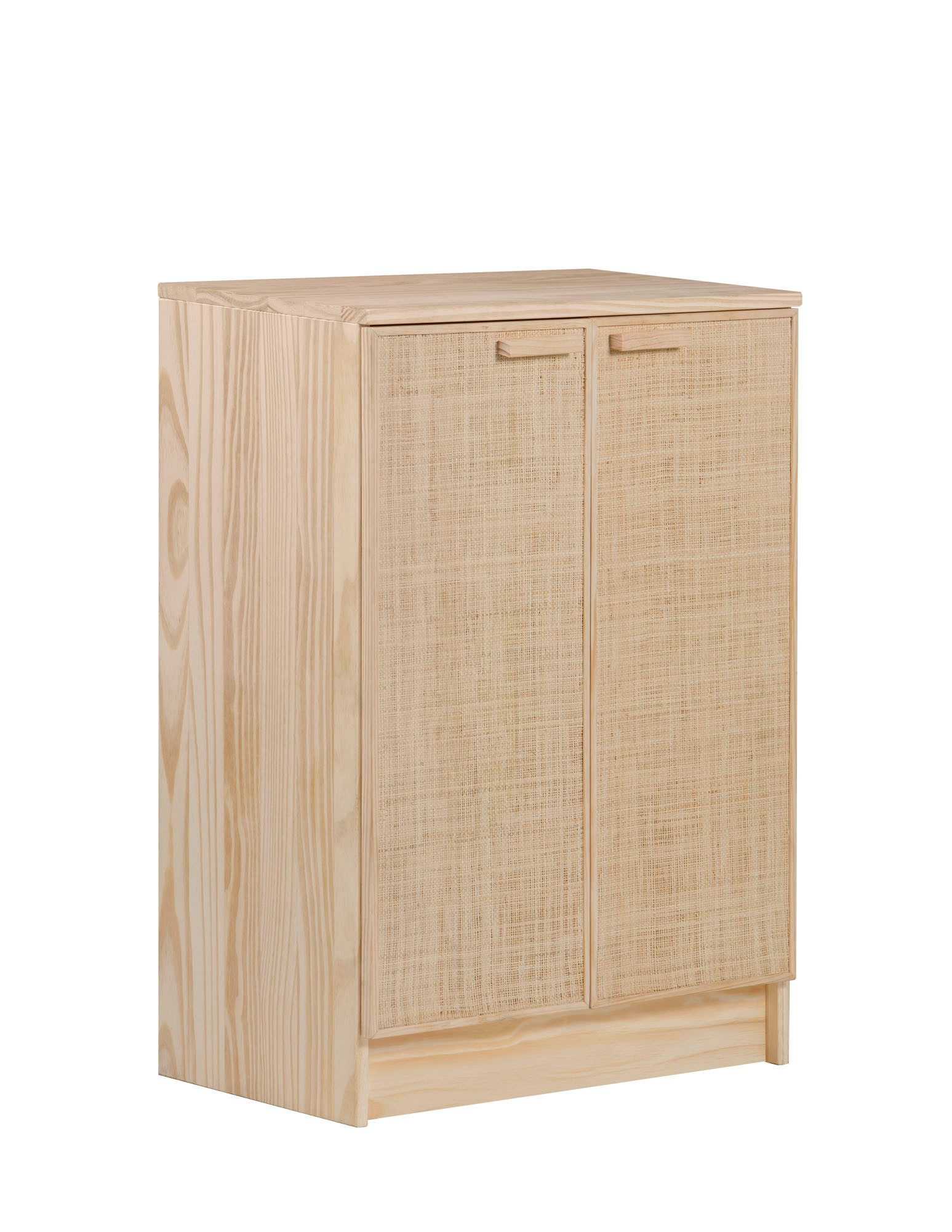 Astigarraga Kit Line Kommode Vollholzkommode "AURA" mit zwei Türen, Naturraffia, Kiefervollholz