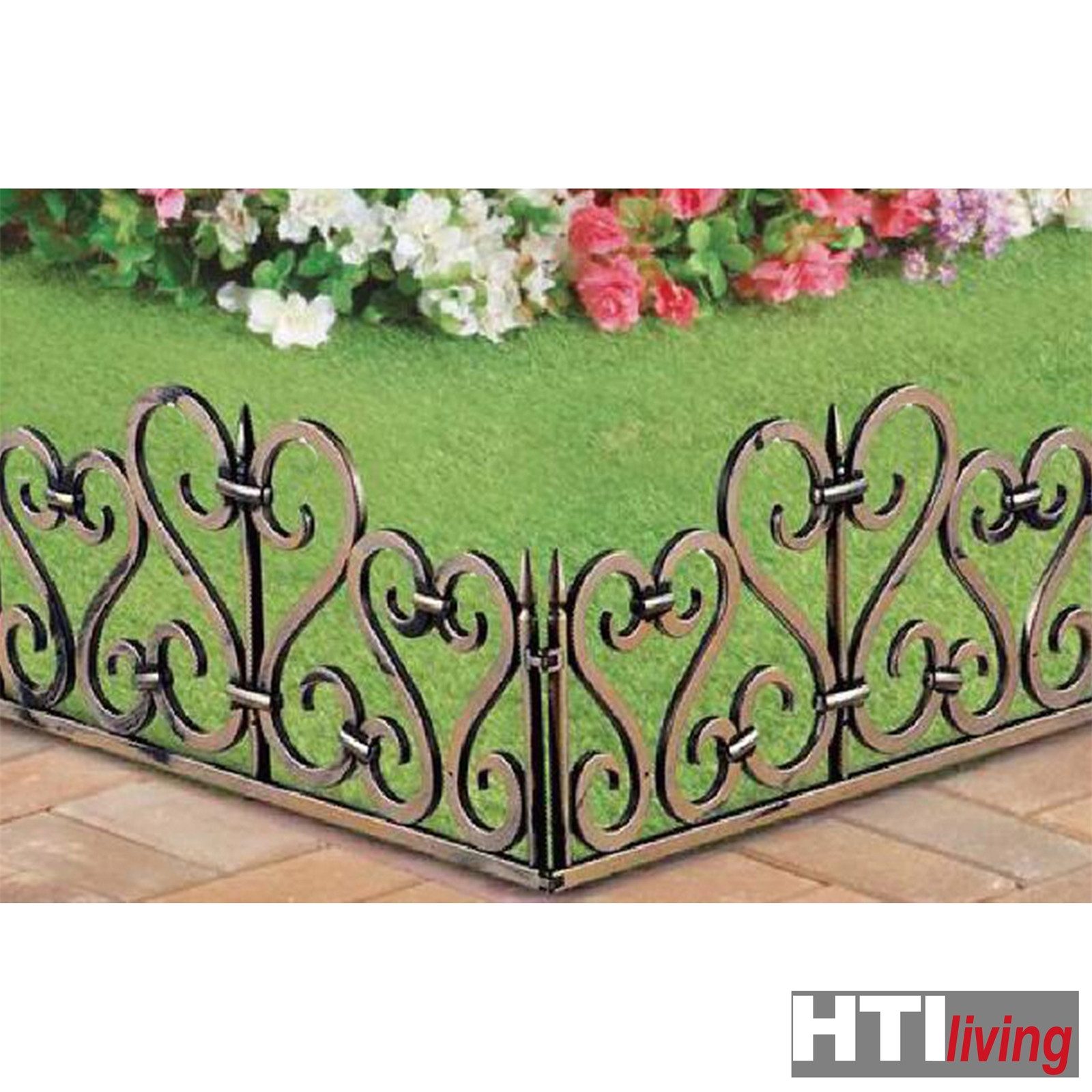 HTI-Living Beetbegrenzung Zierzaun Romantik 4-teilig Nessa, Set, 4 Zaunelemente, Beeteinfassung Beetbegrenzung