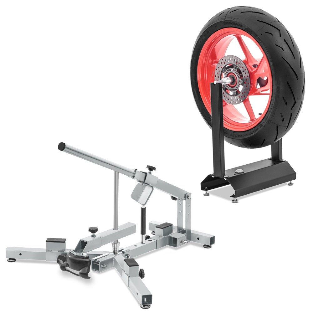 Motorradheber Set Reifenmontiergerät MD4 12-21" verzinkt und Auswuchtbock