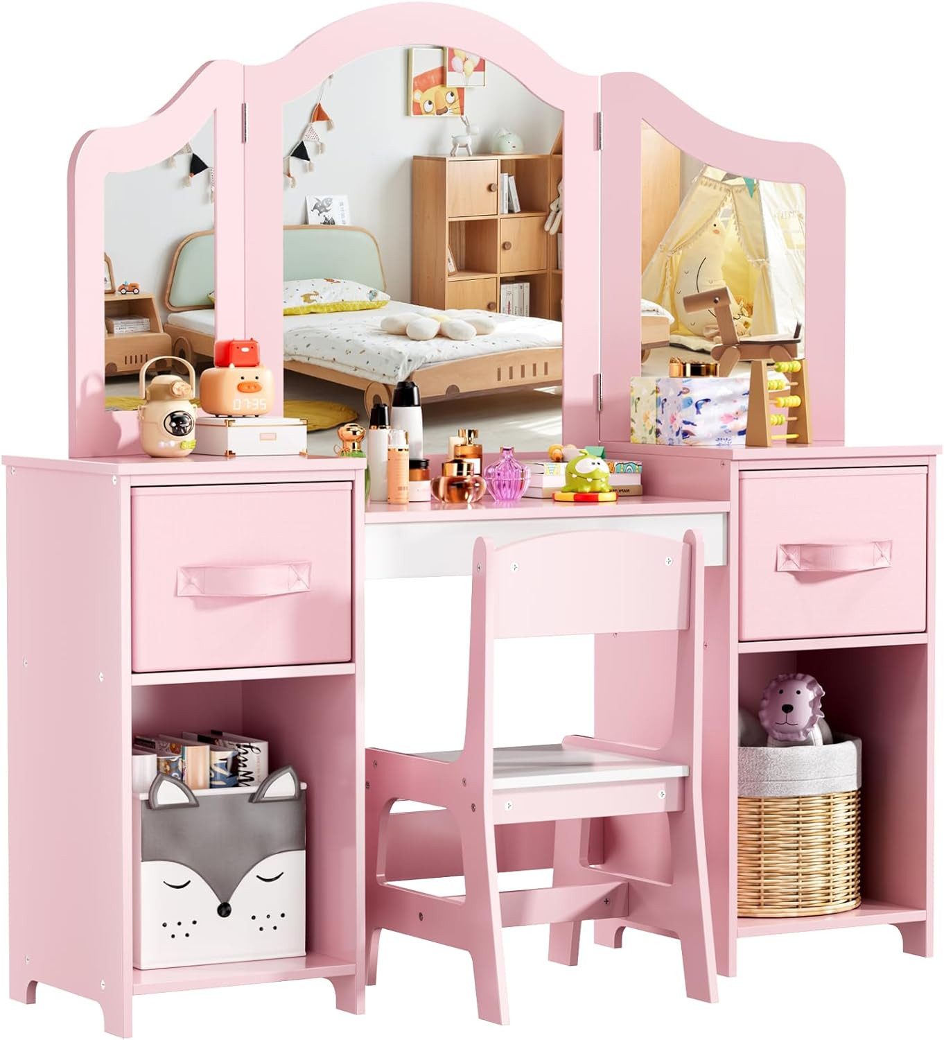 TLGREEN Schminktisch Kinderschminktisch 2 in 1,mit günstig online kaufen
