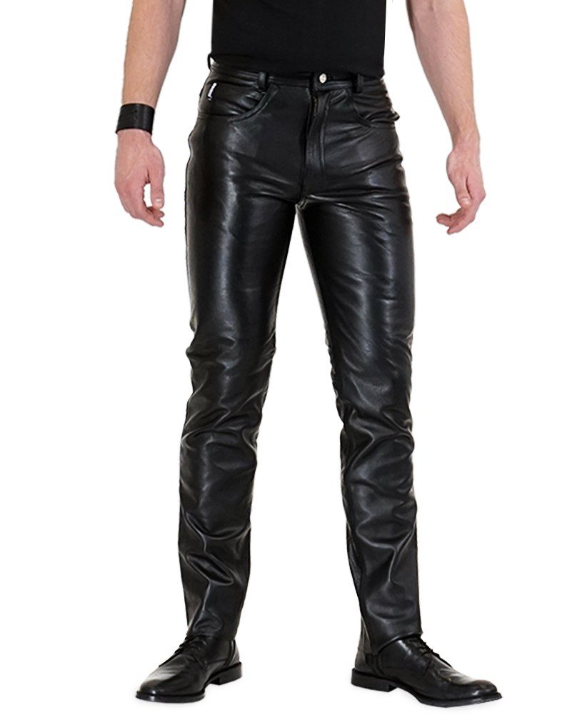  Bockle® Ricbo Aniline 501 leather pants Men jeans