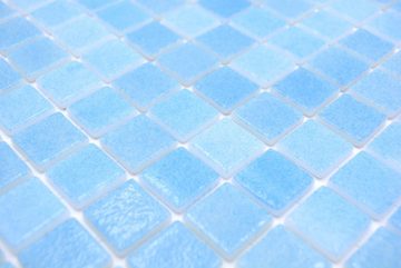 Mosani Mosaikfliesen Recycling Glasmosaik Mosaikfliesen hellblau glänzend / 10 Mosaikmatten