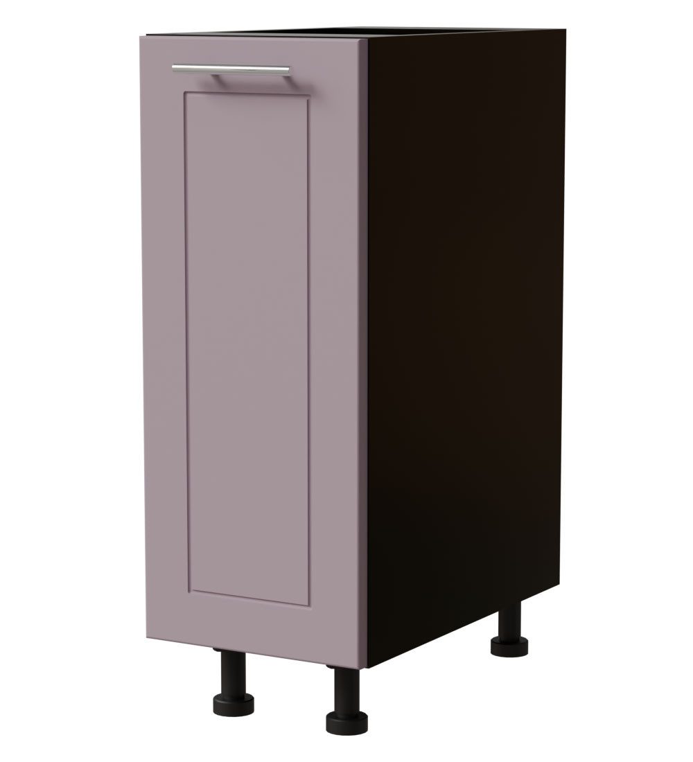Feldmann-Wohnen Unterschrank Bari (D1D/30, 1-türig, 1 Einlegeboden, 1-St., moderne Kassettenoptik, lackierte Fronten, 30x50x82cm) lava / RAL 4009 pastellviolett matt