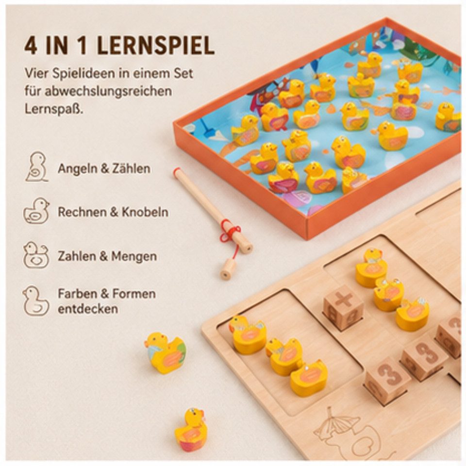 White Fox Studio Lernspielzeug 4-in-1 Lernspiel ab 18 Monate – Angelspiel mit Enten (Grundrechenarten, Mathematik), Spielerisches Lernen der Mathematik, Hochwer – Bild 5 von 5