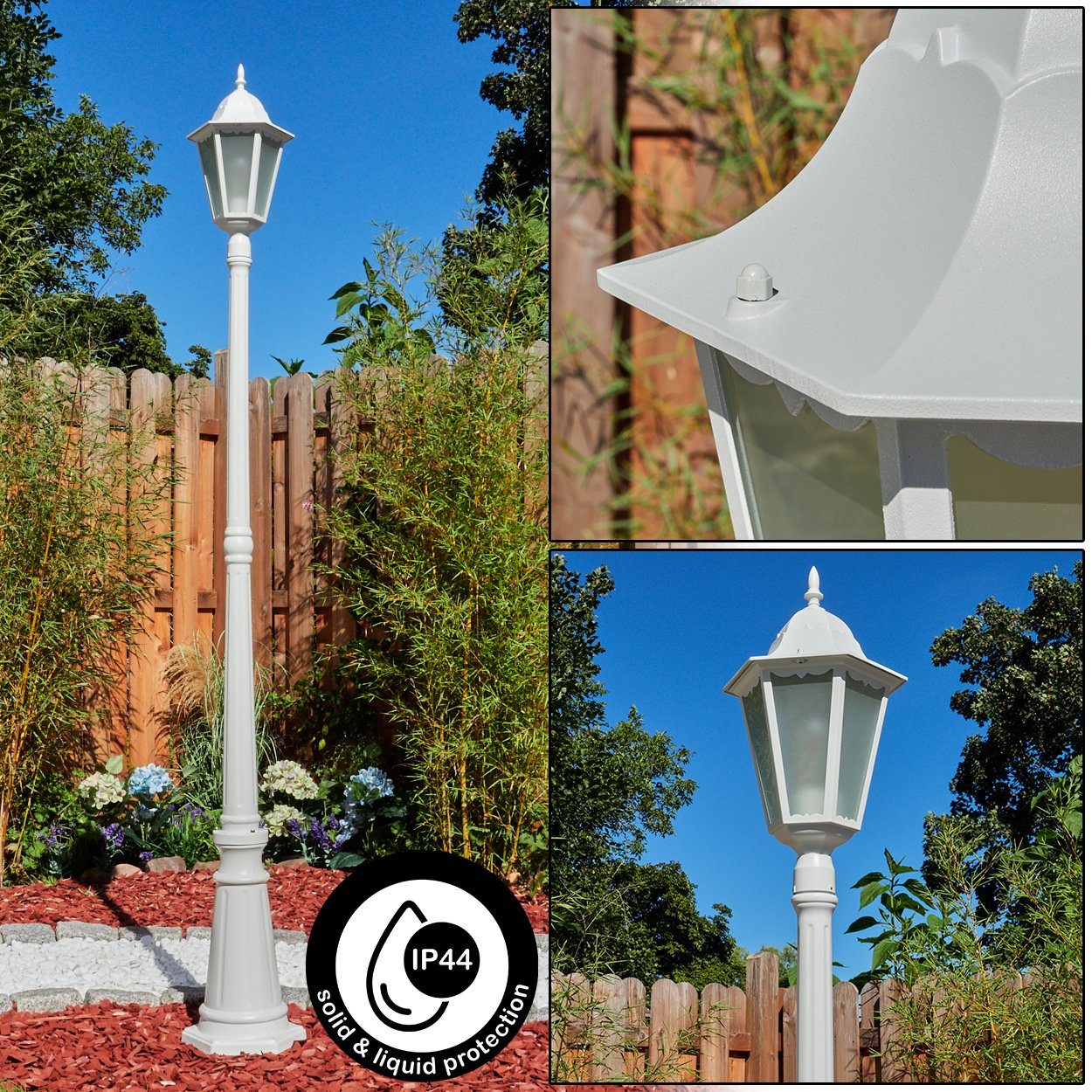 hofstein Pollerleuchte Wegeleuchte aus Metall/Glas in Weiß/Milchglas, ohne Leuchtmittel, Außenleuchte, Gartenbeleuchtung IP44, 1x E27, ohne Leuchtmittel