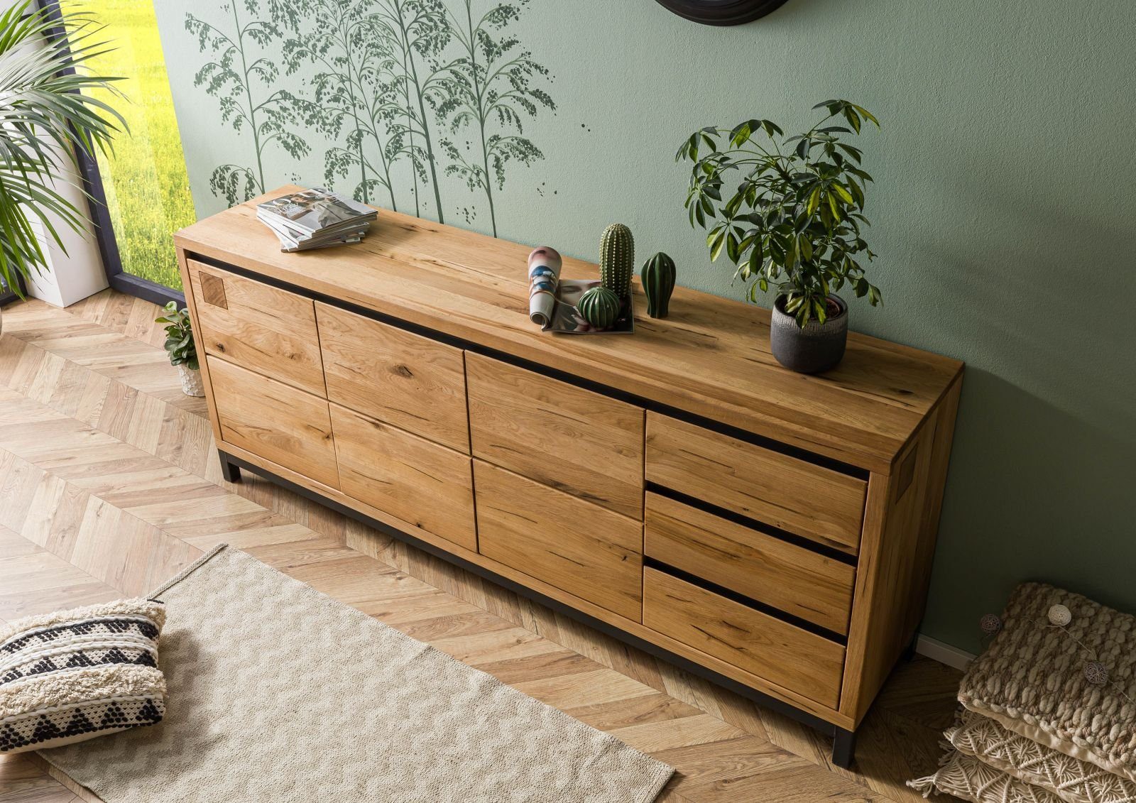 Massivmoebel24 Sideboard (Sideboard Wildeiche 210x45x85 natur günstig online kaufen