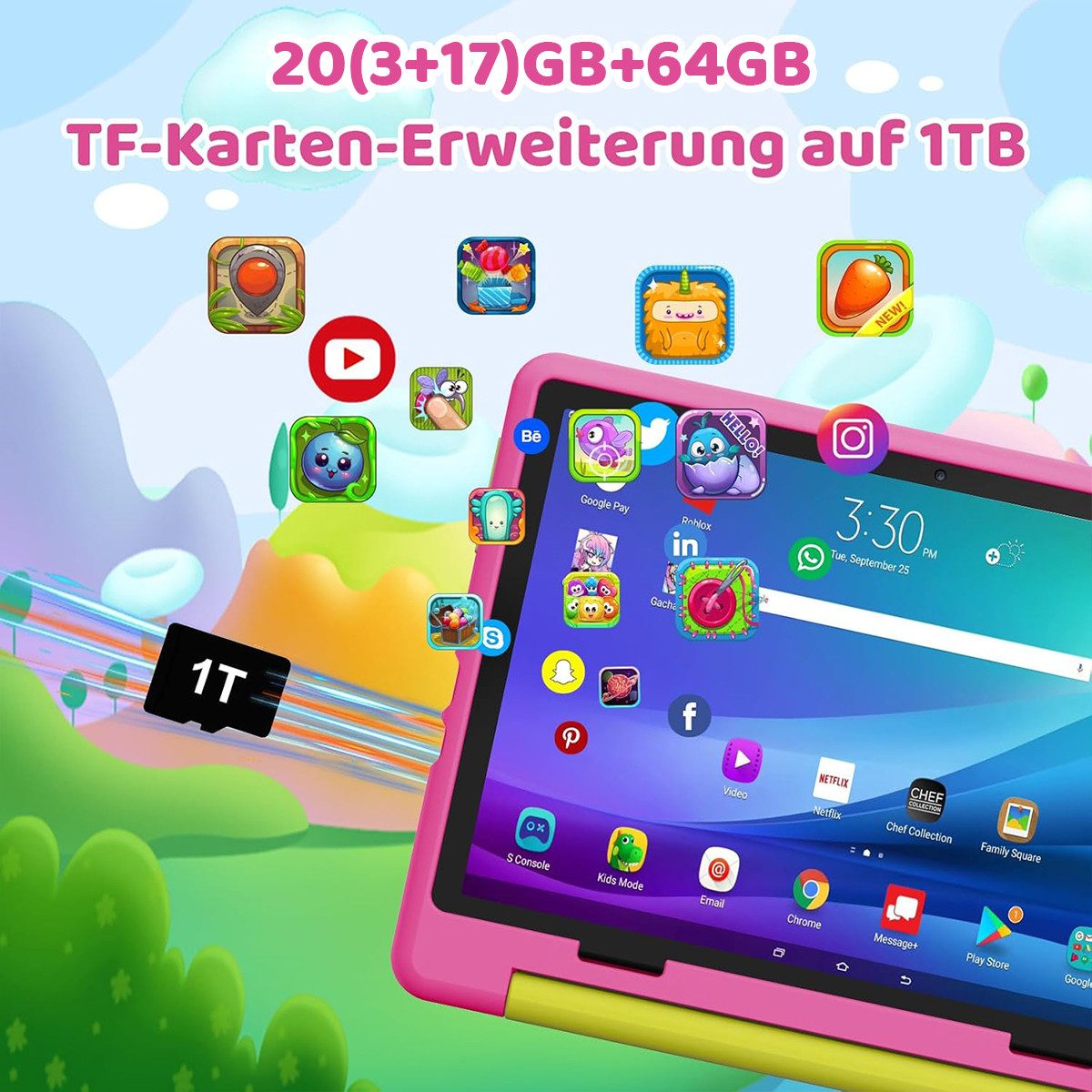 BUFO 10 Zoll Android 16, 24(3+21)GB RAM+64GB, 1280x800 HD IPS, Kinder Tablet (10", 64 GB, Android 16, WiFi 6, Robuste Schutzhülle, Vorinstallierte Lernapps, GMS-Zertifizierung)