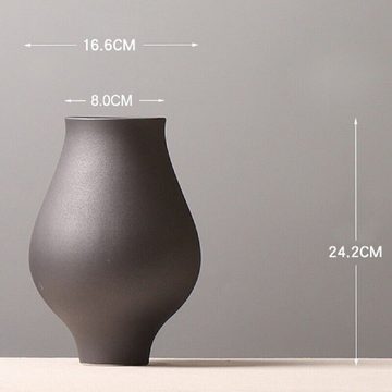 RAIKOU Dekovase Keramik Vase matt Tischvase Blumenvasen Bauchvasen für Dekor (2er-Set, Mantel (Natur), 100% Handarbeit