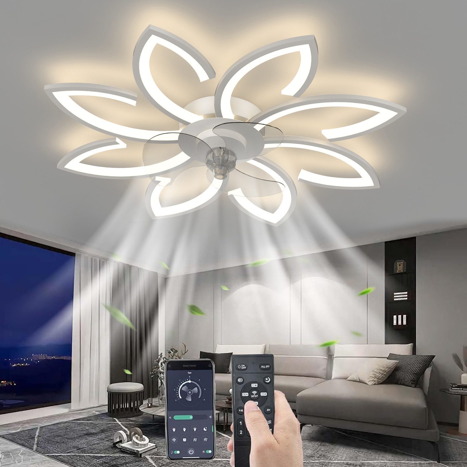 RWEUOQ LED Deckenleuchte Lüfterlicht mit Fernbedienung günstig online kaufen