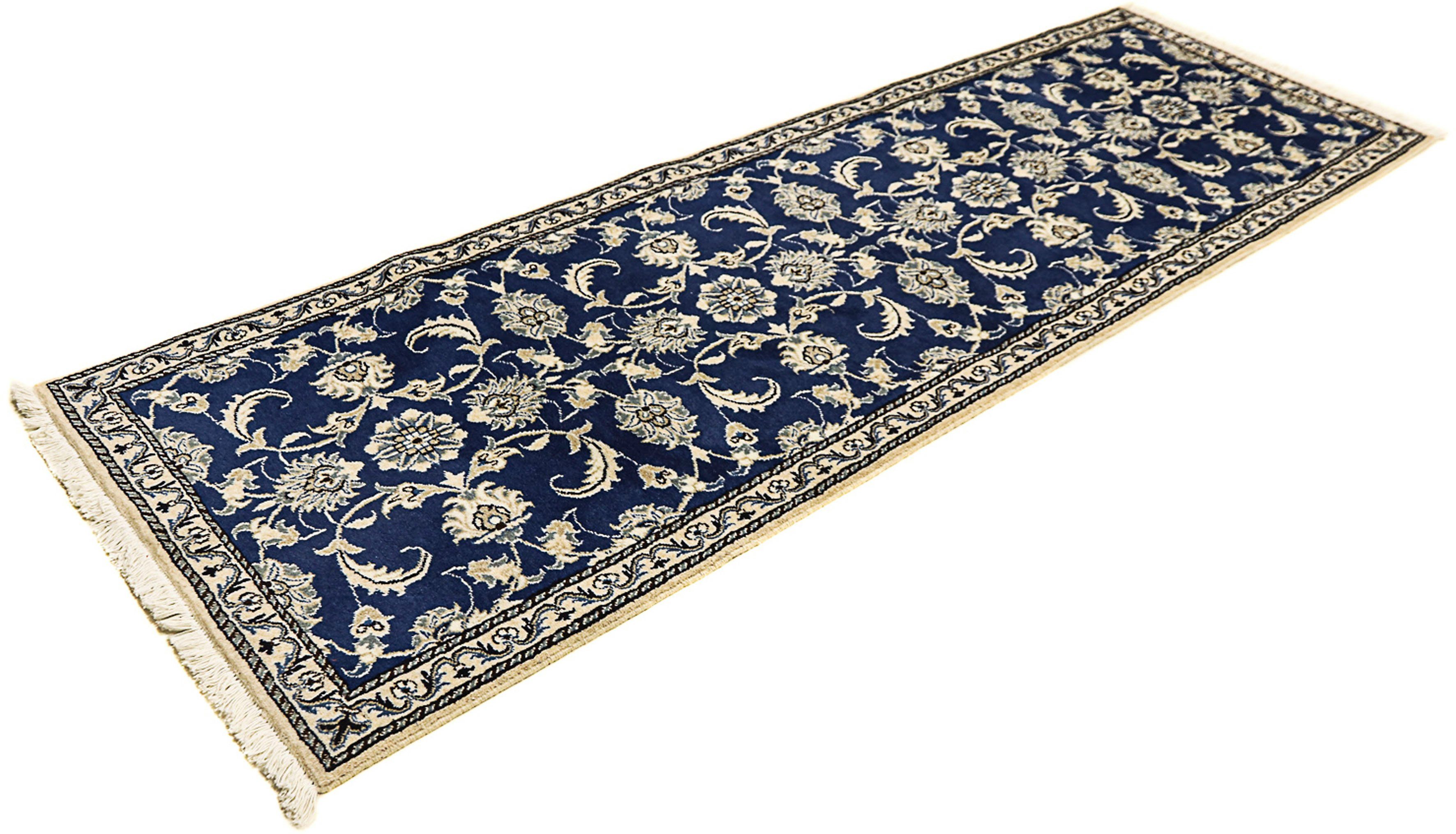 Orientteppich Perser - Nain - 243 x 78 cm - blau, morgenland, rechteckig, Höhe: 12 mm, Wohnzimmer, Handgeknüpft, Einzelstück mit Zertifikat